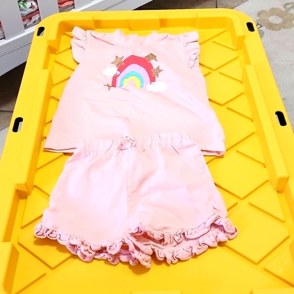 little star organic Other - Little Star Organic pink rainbow girls short set size 3T